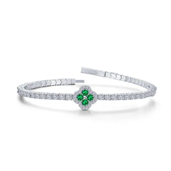 Lafonn Simulated Diamond and Emerald Clover Station FlexTennis Bracelet, 2.45ctw SVS Fine Jewelry Oceanside, NY
