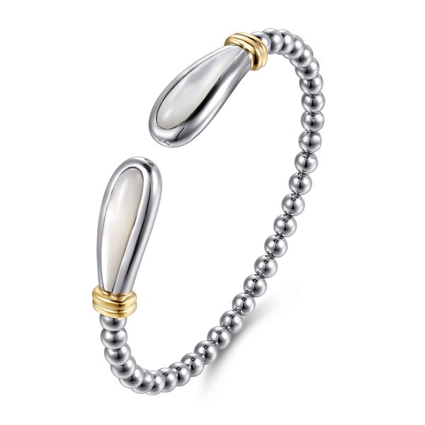Gabriel & Co. Bujukan Yellow Gold & Silver Bangle Image 2 SVS Fine Jewelry Oceanside, NY