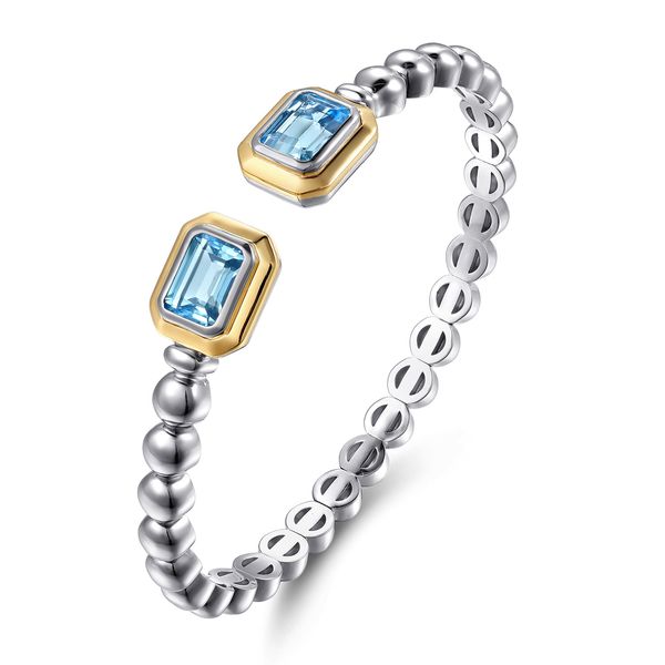 Gabriel & Co. Bujukan Gold, Silver, & Blue Topaz Bangle Image 2 SVS Fine Jewelry Oceanside, NY