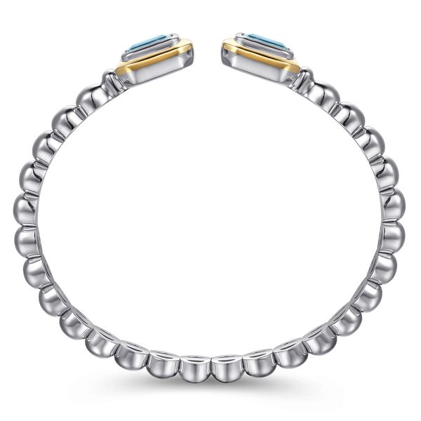 Gabriel & Co. Bujukan Gold, Silver, & Blue Topaz Bangle Image 3 SVS Fine Jewelry Oceanside, NY
