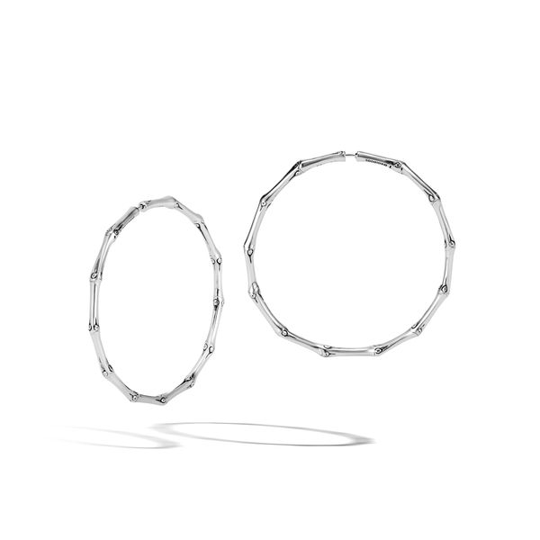 John Hardy Bamboo Collection Silver Hoop Earrings Image 3 SVS Fine Jewelry Oceanside, NY