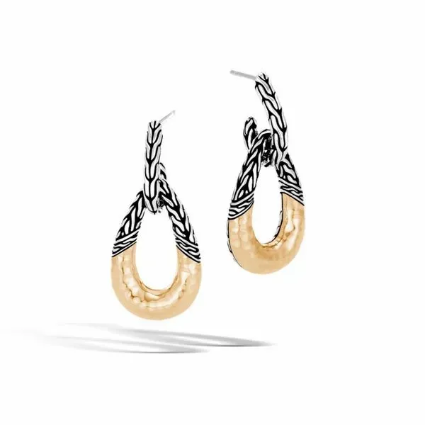 John Hardy Classic Chain Yellow Gold and Silver Earrings SVS Fine Jewelry Oceanside, NY