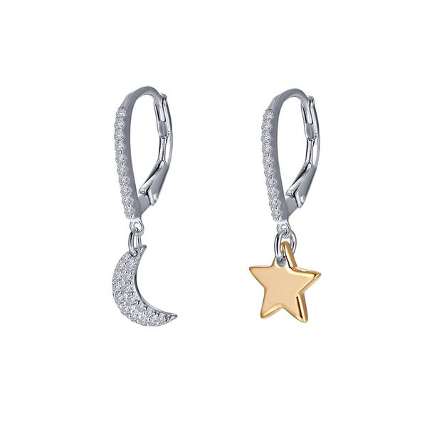 Lafonn Silver Moon & Star Earrings, .37cttw SVS Fine Jewelry Oceanside, NY