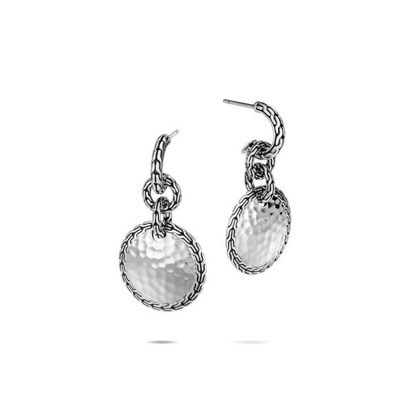 John Hardy Chain Collection Silver Hammered Drop Earrings SVS Fine Jewelry Oceanside, NY