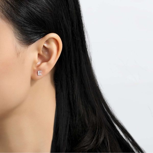 Lafonn Single Initial E Stud Earring, 0.24Cttw Image 2 SVS Fine Jewelry Oceanside, NY