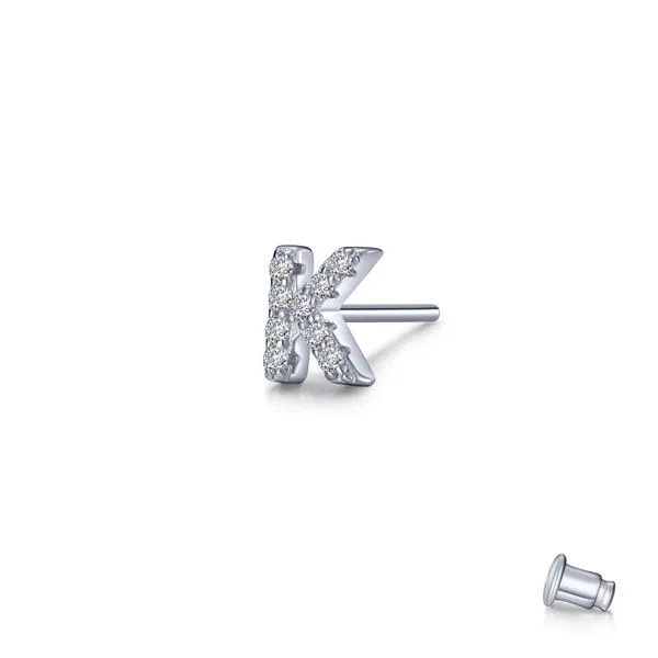 Lafonn Single Initial K Stud Earring, 0.18Cttw SVS Fine Jewelry Oceanside, NY