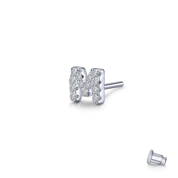 Lafonn Single Initial M Stud Earring, 0.26Cttw SVS Fine Jewelry Oceanside, NY