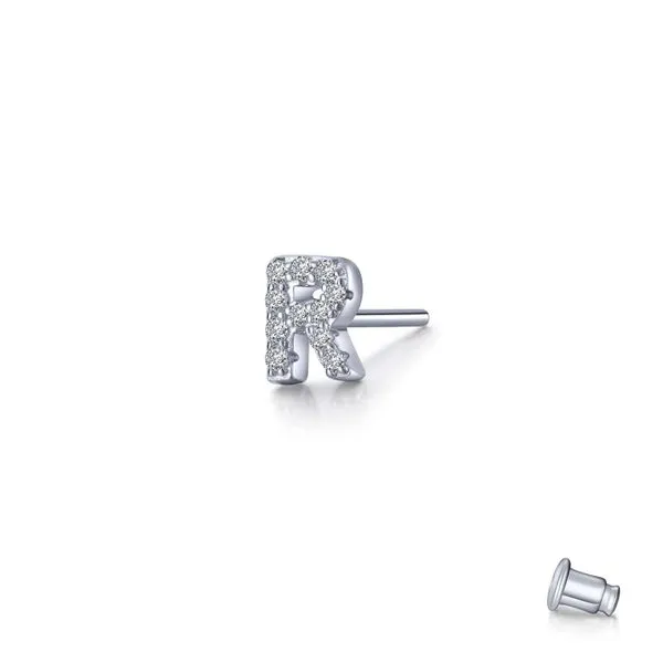 Lafonn Single Initial R Stud Earring, 0.22Cttw SVS Fine Jewelry Oceanside, NY