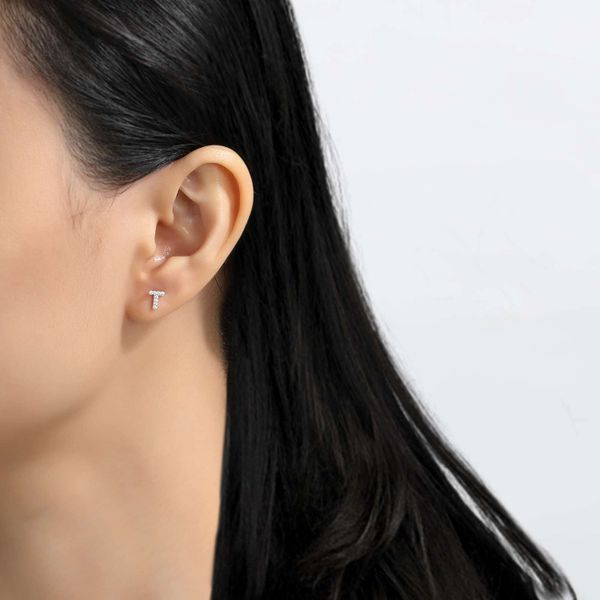 Lafonn Single Initial T Stud Earring, 0.16Cttw Image 2 SVS Fine Jewelry Oceanside, NY