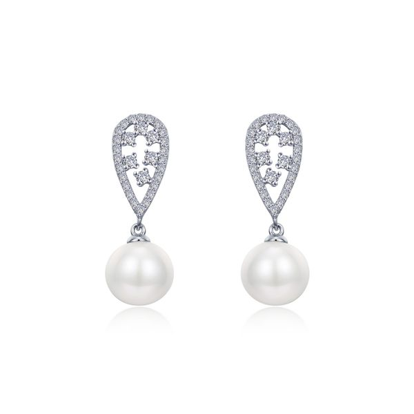 Lafonn Silver Cultured Freshwater Pearl Earrings, 0.66Cttw SVS Fine Jewelry Oceanside, NY