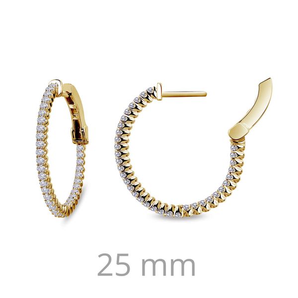Lafonn Yellow Gold Plated Sterling Silver Hoop Earrings SVS Fine Jewelry Oceanside, NY