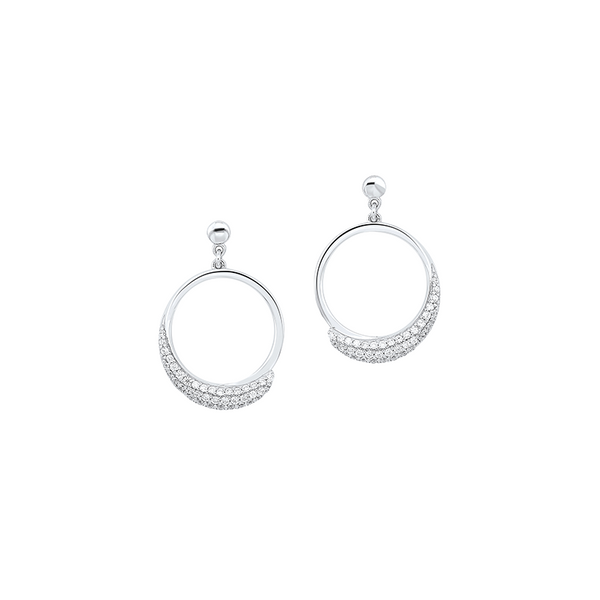 Silver Eternity Circle Hoop Stud Earrings SVS Fine Jewelry Oceanside, NY