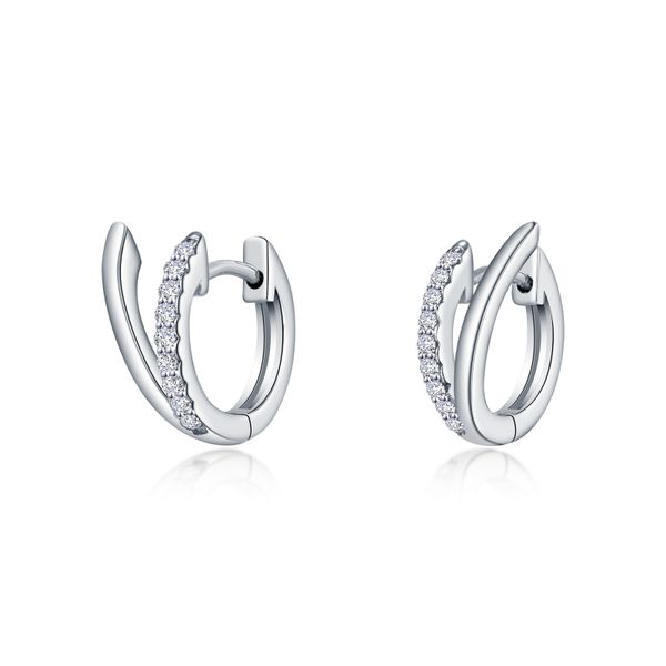 Lafonn Silver V-Shaped Huggie Earrings, 0.18Cttw SVS Fine Jewelry Oceanside, NY