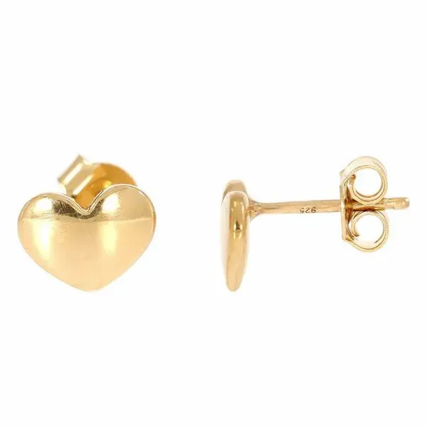 Ella Stein Full Heart Gold Plated Sterling Silver Studs SVS Fine Jewelry Oceanside, NY