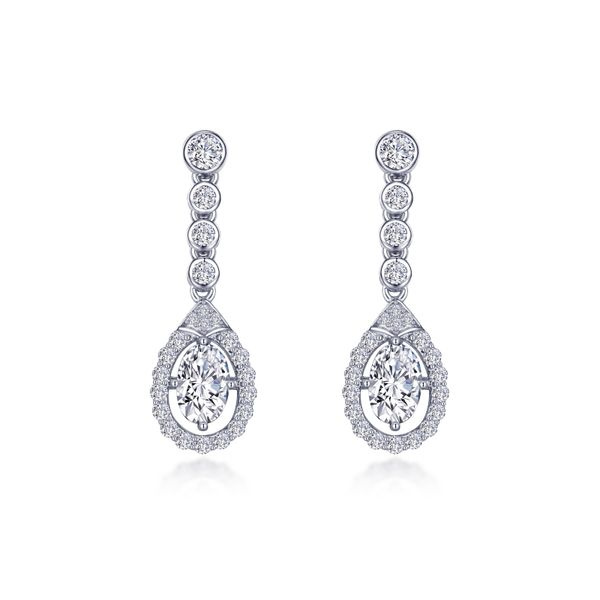 Lafonn Silver Oval Halo Drop Earrings SVS Fine Jewelry Oceanside, NY