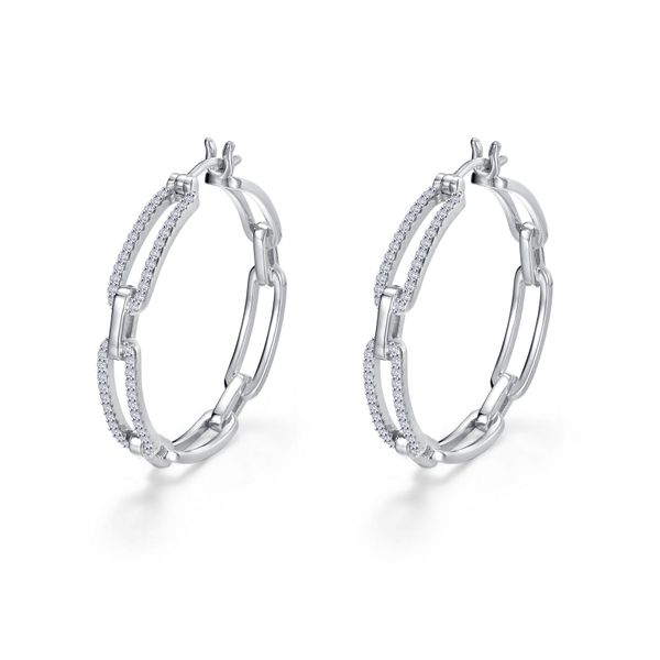 Lafonn Silver Paperclip Hoop Earrings SVS Fine Jewelry Oceanside, NY