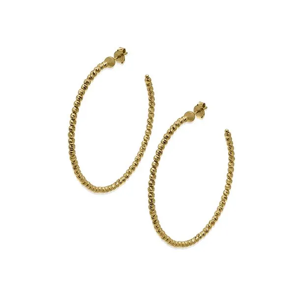 Yellow Gold Plated Sterling Silver Hoops SVS Fine Jewelry Oceanside, NY