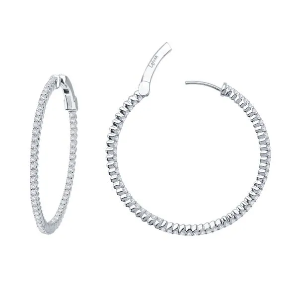 Lafonn Simulated Diamond Hoop Earrings, 1.77ctw SVS Fine Jewelry Oceanside, NY