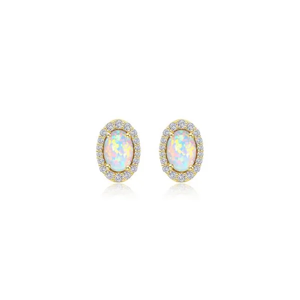 Lafonn Yellow Gold Plated Simulated Opal Earrings SVS Fine Jewelry Oceanside, NY