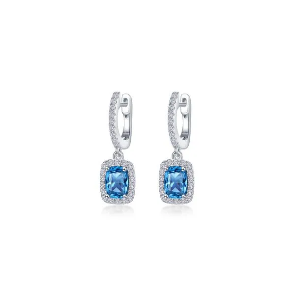 Lafonn Simulated Blue Topaz Cushion-Cut Earrings, 3.02ctw