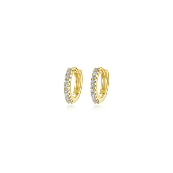 Lafonn Yellow Gold Plated Simulated Diamond Huggie Earrings, .22ctw SVS Fine Jewelry Oceanside, NY