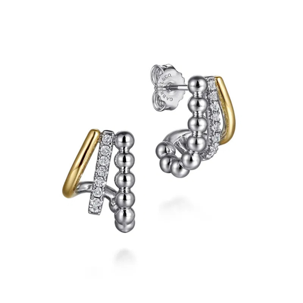 Gabriel & Co. Bujukan Gold, Silver, & White Sapphire Earrings SVS Fine Jewelry Oceanside, NY