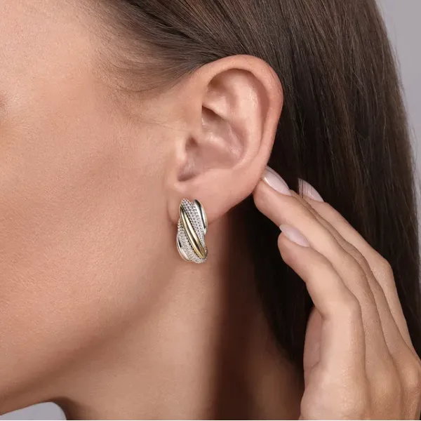 Gabriel & Co. Bujukan Yellow Gold & Silver Earrings Image 2 SVS Fine Jewelry Oceanside, NY