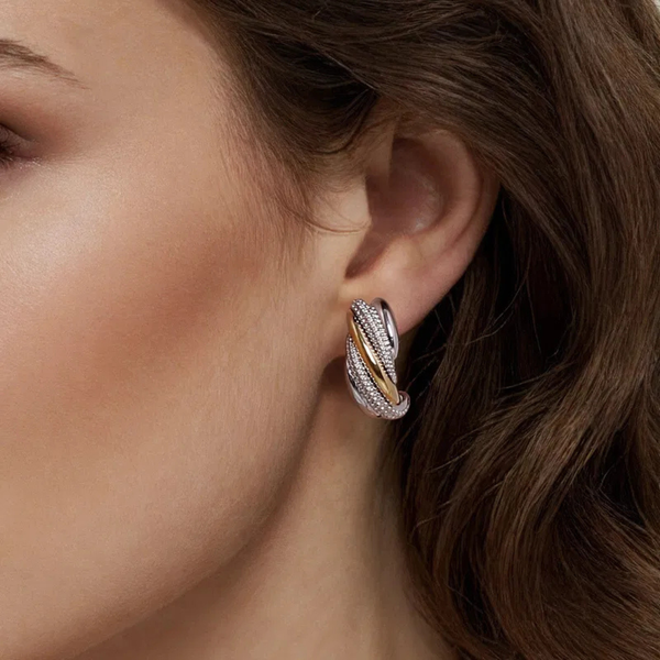 Gabriel & Co. Bujukan Yellow Gold & Silver Earrings Image 4 SVS Fine Jewelry Oceanside, NY