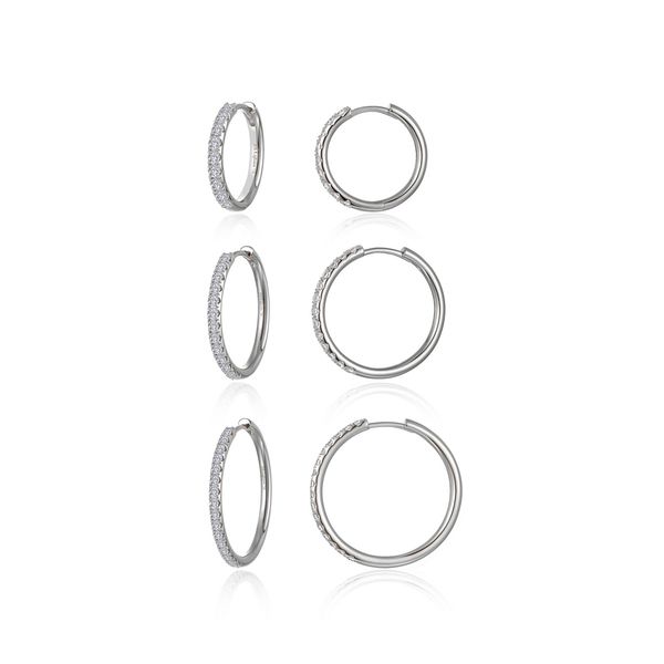 Lafonn Sterling Silver Alina Round Hoop Earrings Image 2 SVS Fine Jewelry Oceanside, NY
