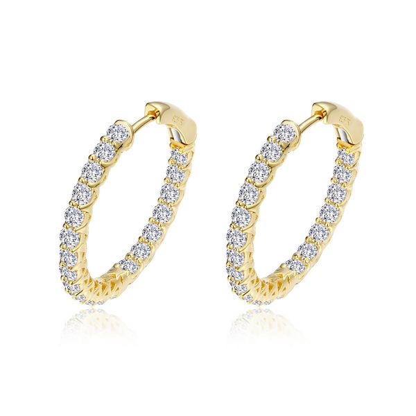 Lafonn Yellow Gold Plated Sterling Silver Hoop Earrings SVS Fine Jewelry Oceanside, NY