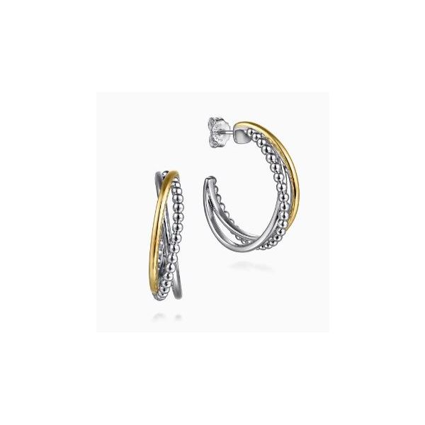Gabriel & Co. Bujukan Yellow Gold & Silver Earrings SVS Fine Jewelry Oceanside, NY
