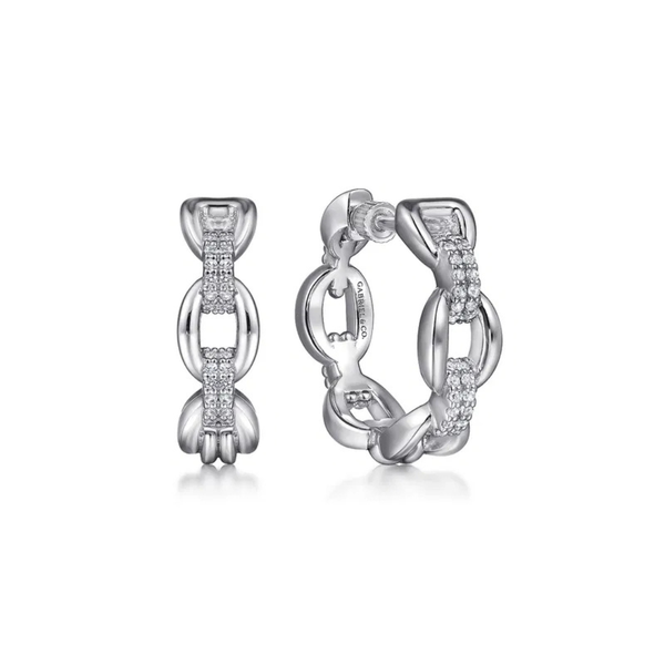 Gabriel & Co. Sterling Silver White Sapphire Bujukan Link Chain Earrings SVS Fine Jewelry Oceanside, NY