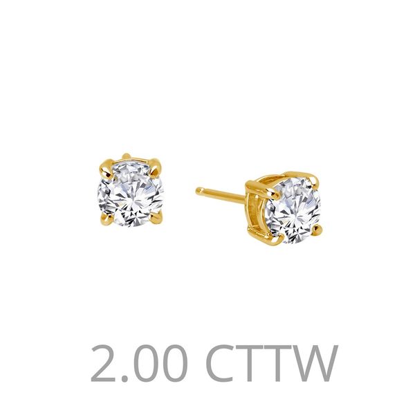 Lafonn Yellow Plated Simulated Diamond Stud Earrings, 2.00ctw Image 2 SVS Fine Jewelry Oceanside, NY