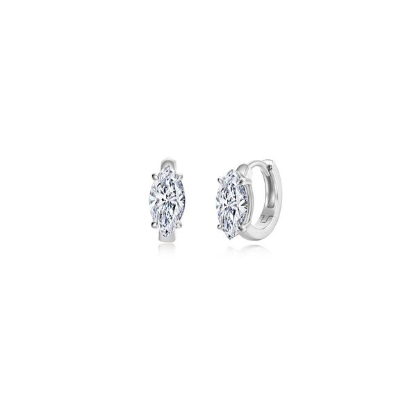 Lafonn Sterling Silver Floating Marquise-Cut Huggies SVS Fine Jewelry Oceanside, NY