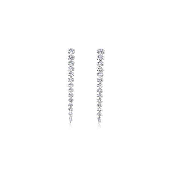 Lafonn Sterling Silver Graduated Half Bezel Drop Earrings SVS Fine Jewelry Oceanside, NY