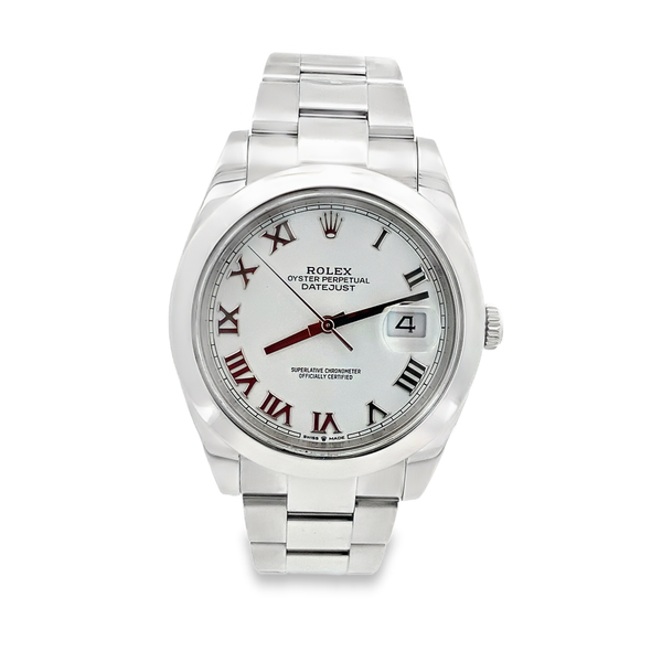 Pre-Owned Rolex Datejust 41 126300 White Roman Dial Oystersteel SVS Fine Jewelry Oceanside, NY