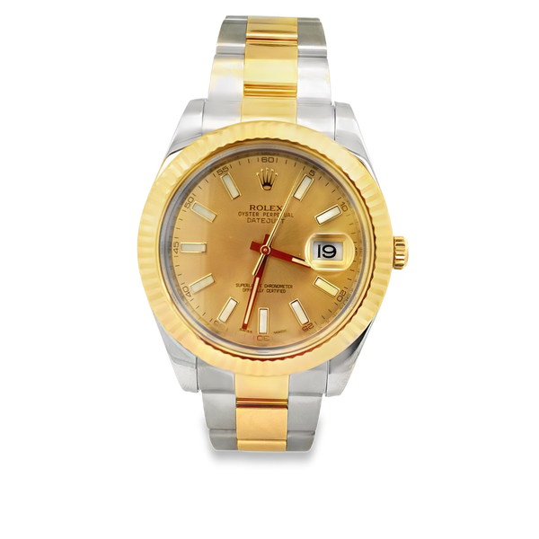 Pre-Owned Rolex Datejust II 116333 Two-Tone 18K Yellow Gold & Steel Champagne Dial 41mm Image 2 SVS Fine Jewelry Oceanside, NY