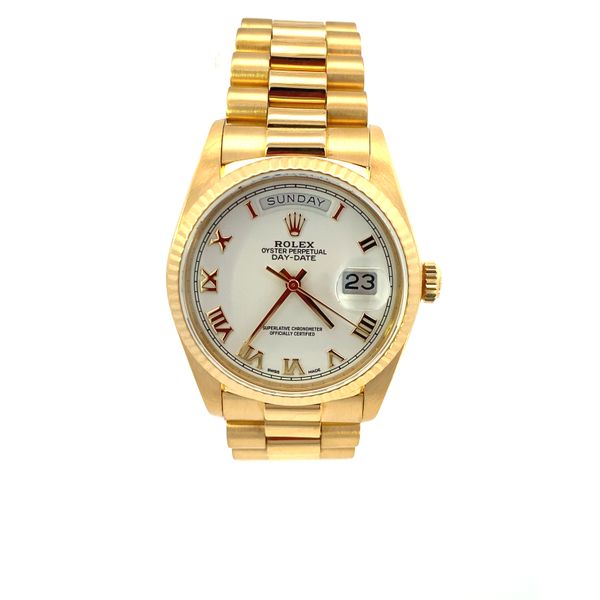 Pre-Owned Rolex Day-Date 36 President 18038 18K Yellow Gold White Roman Dial Image 3 SVS Fine Jewelry Oceanside, NY