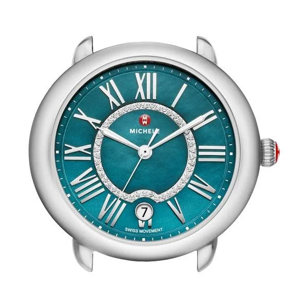 Michele Watch Serein Mid Stainless Steel Teal Diamond Dial (Band Sold Separately) 0.11Cttw SVS Fine Jewelry Oceanside, NY