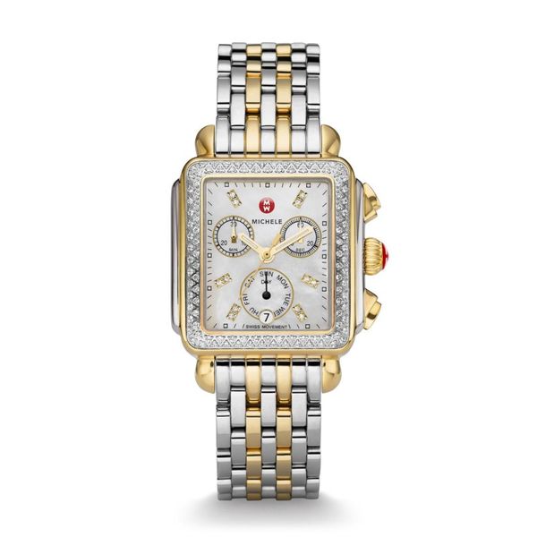 Michele Watch Deco XL Two-Tone Diamond Dial Watch SVS Fine Jewelry Oceanside, NY