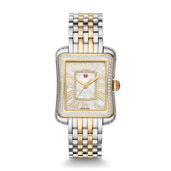 Michele Watch Deco Moderne II Two-Tone Diamond Watch, Diamond Dial. 0.61Cttw Band Included SVS Fine Jewelry Oceanside, NY