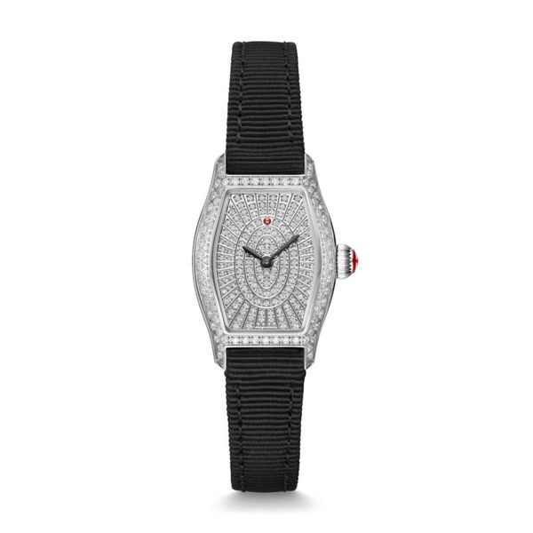 Michele Watch Coquette Stainless-Steel and Black Grosgrain PavÃƒÂ© Diamond Watch, Diamond Dial. 1.02Cttw Band Included SVS Fine Jewelry Oceanside, NY