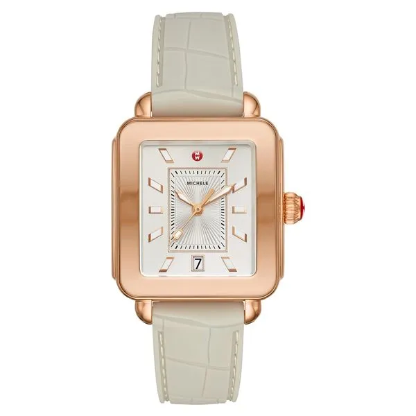 Michele Watch Deco Sport Rose Gold Cashmere Silicone Strap SVS Fine Jewelry Oceanside, NY