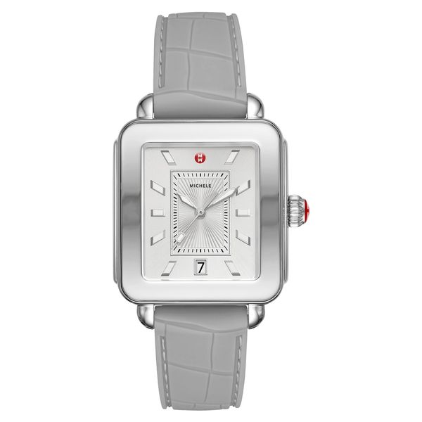 Michele Watch Deco Sport Stainless Steel Grey Silicone Strap SVS Fine Jewelry Oceanside, NY