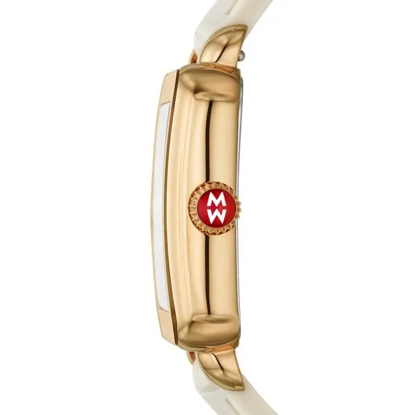 Michele Watch Deco Sport Gold Tone - Vanilla Embossed Silicone Watch Image 2 SVS Fine Jewelry Oceanside, NY