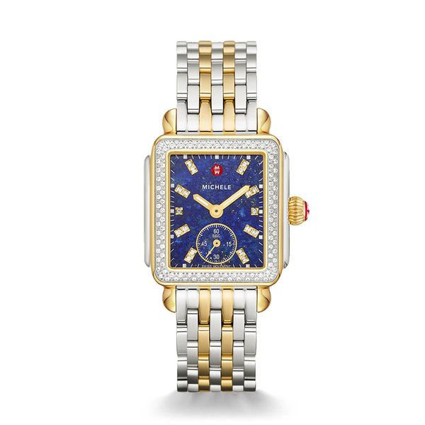 Michele Watch Deco Two Tone Diamond Bezel Lapis Dial SVS Fine Jewelry Oceanside, NY