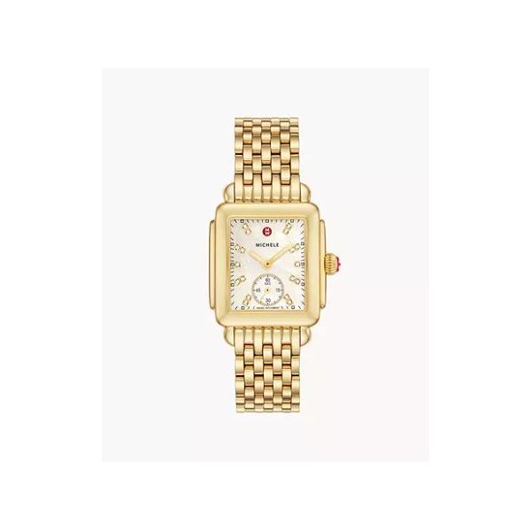 MWW06V000004-Michele Watch-Deco Mid 18K Gold Diamond Dial Watch