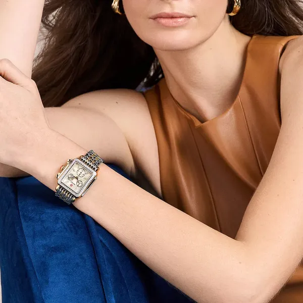 Michele Watch Deco Two-Tone 18K Gold Diamond Watch Image 4 SVS Fine Jewelry Oceanside, NY