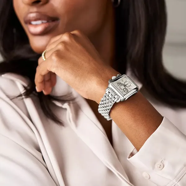 Michele Watch Deco Stainless Diamond Watch Image 4 SVS Fine Jewelry Oceanside, NY