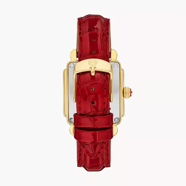 Michele Watch Deco Sport Mid Red Leather Watch Image 3 SVS Fine Jewelry Oceanside, NY